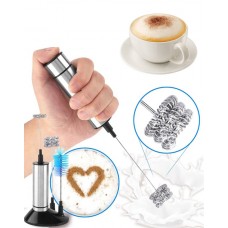Портативный ручной миксер капучинатор для сливок и молока и капучино Premium Milk Frother 5 в 1 вспениватель молока с Чехлом, сменными насадками и Двойным венчикомЧерный